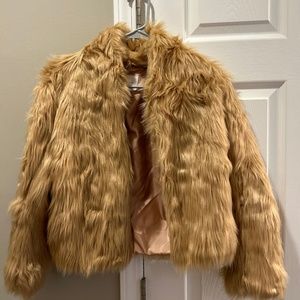 BCBG Faux fur coat- Rose Gold/Tan